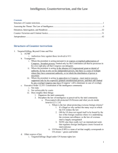 Intelligence, Counterterrorism, and the Law