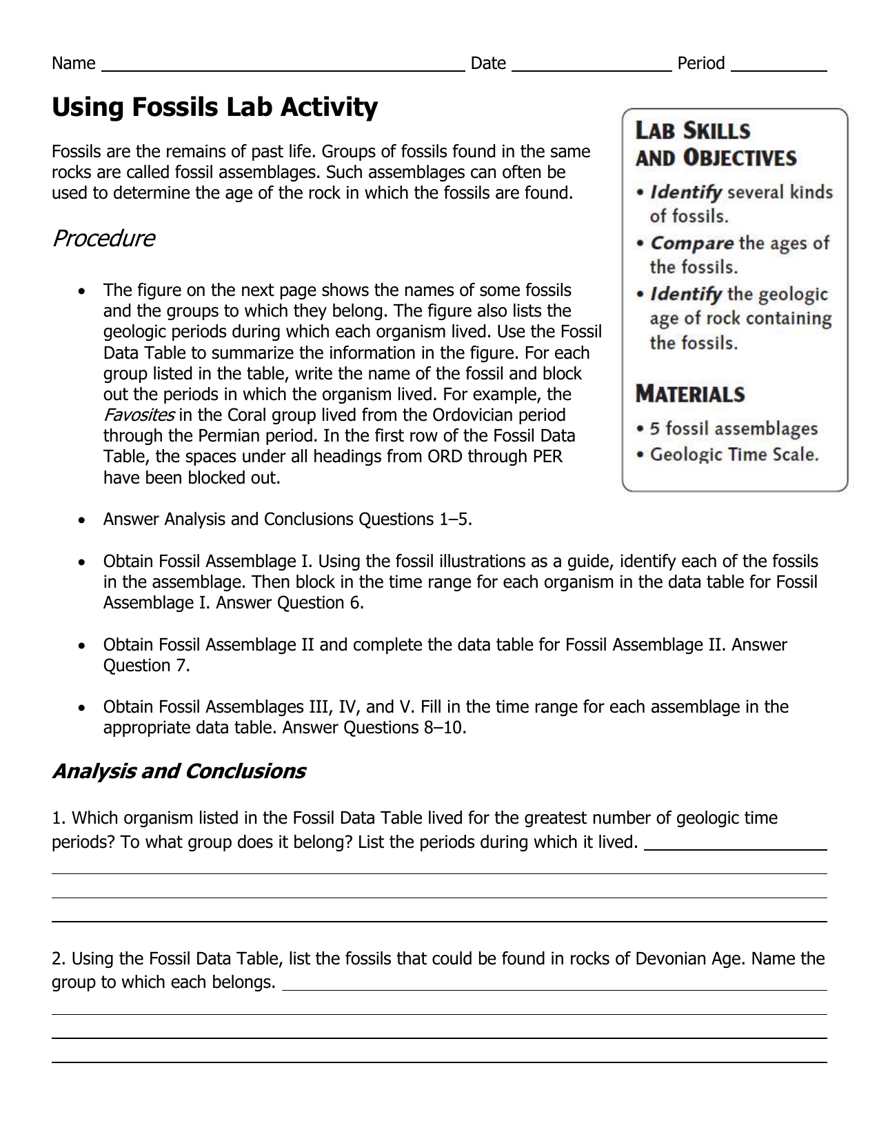 using-fossils-lab-activity