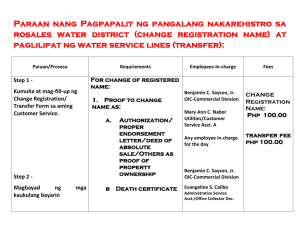 (change registration name) at paglilipat ng water service lines