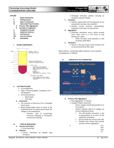 Hematology-Immunology Module 07 August 2009 COAGULATION