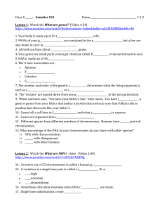 Genetics 101 Video Notes Worksheet