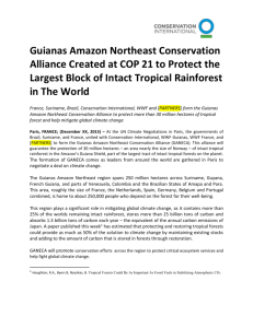 Guianas Amazon Northeast Conservation Alliance Created at COP