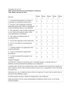 Evaluation for Joe Tye 20th Annual Nebraska Nurse Practitioners