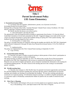 Title I Parent Involvement Policy Template