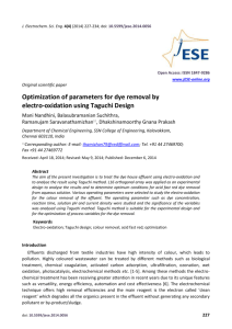 Optimization of parameters for dye removal by electro oxidation