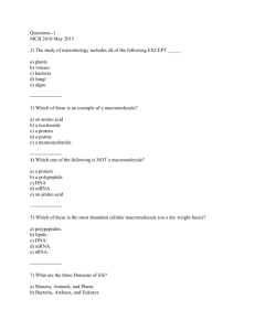 Questions--1 MCB 2610 May 2015 2) The study of microbiology