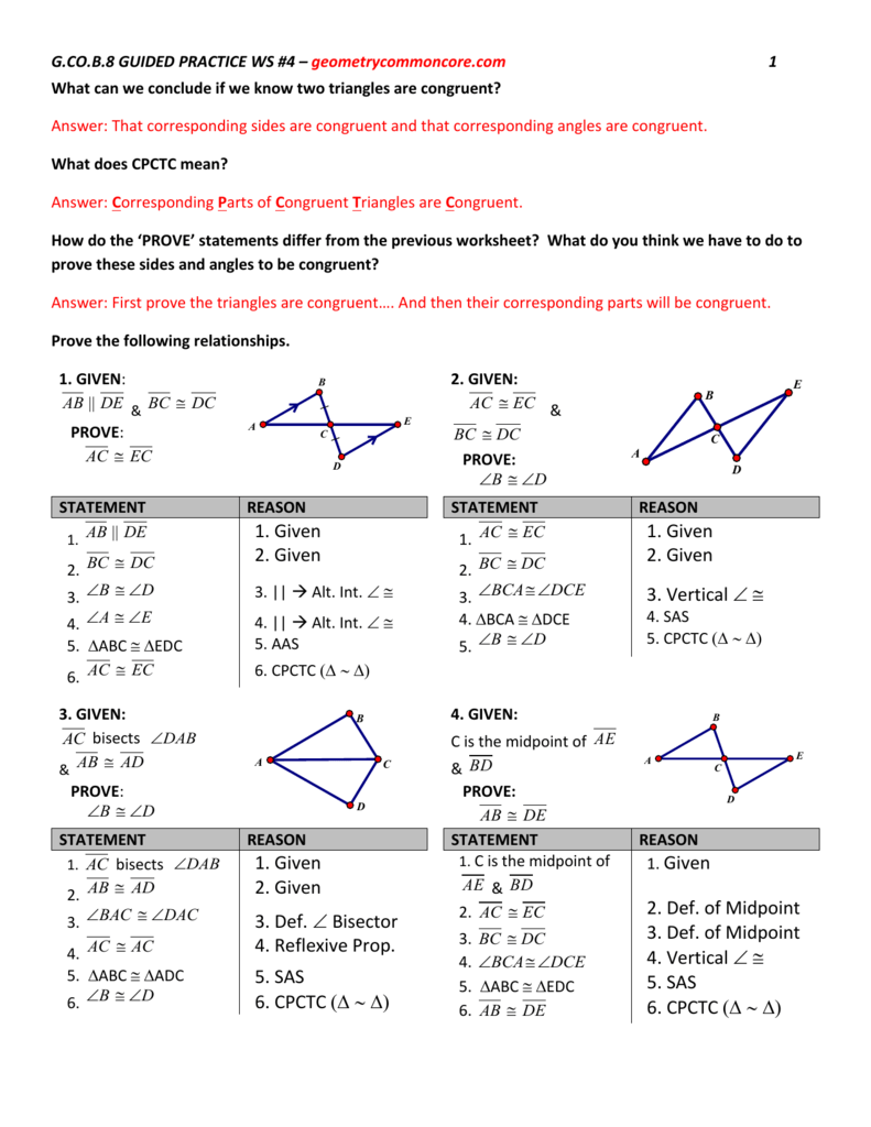 g.co.b.224 guided practice.ws #24.ans Regarding Geometry Proof Practice Worksheet