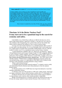 Thorium: Is It the Better Nuclear Fuel?