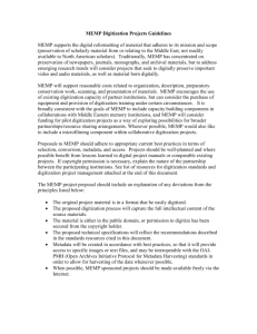 MEMP Digitization Projects Guidelines document