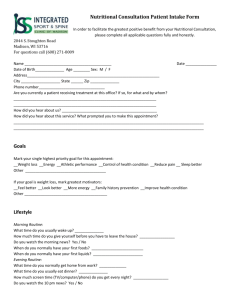 Nutritional Consultation Intake Form
