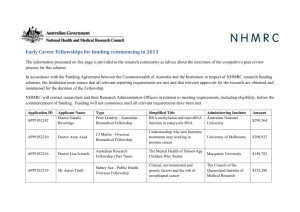 Early Career Fellowships for funding commencing in 2013