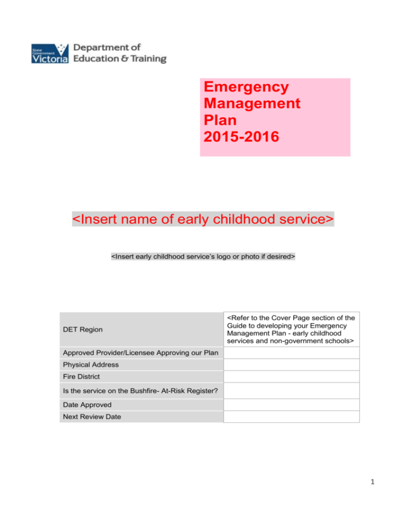 emergency management plan department of education