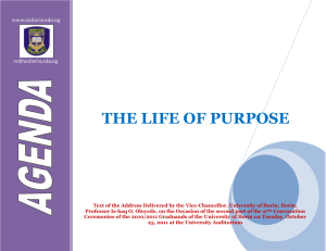 the life of purpose - University of Ilorin