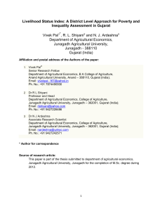 Livelihood Status Index: A District Level Approach for