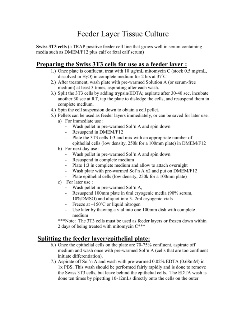 Feeder Layer Tissue Culture