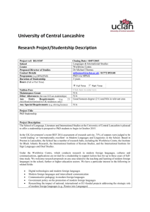 University of Central Lancashire Research Project/Studentship