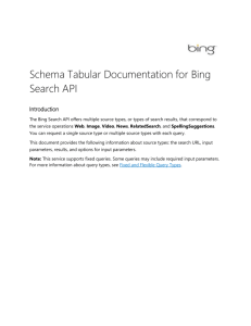 Schema Tabular Documentation for Bing Search API