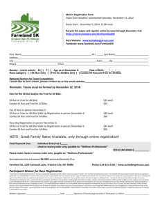 Mail-in Registration Form Paper form deadline: postmarked