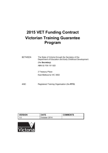 2015 VET Funding Contract - Department of Education and Early