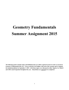 Geometry Fundamentals Summer Assignment 2015