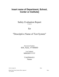 Safety Evaluation Report