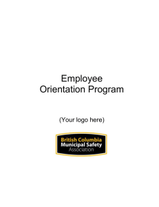 new employee orientation program - BC Municipal Safety Association