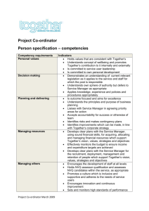 Project Co-ordinator Person specification – competencies