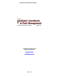 Anesthesia for Mitochondrial Disease