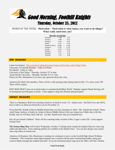 Good Morning, Foothill Knights Thursday, October 25, 2012