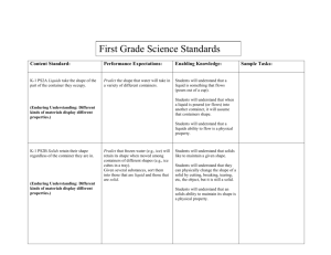 First Grade Science Standards Content Standard: Performance