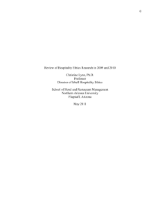 Review of Hospitlaity Ethics Research in 2009 and 2010