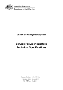 Service Provider Software Technical Specifications