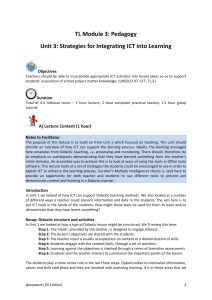 Module III: Pedagogy - Teacher Training materials for ICT in Education