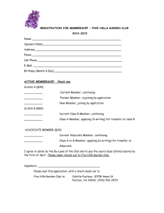 2015 Membership Form - Five Hills Garden Club