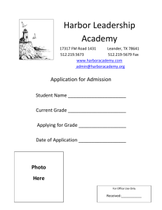 Application for Admission - Harbor Leadership Academy