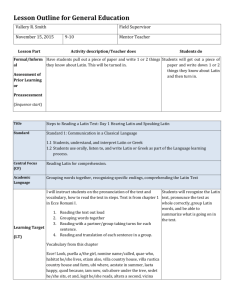 Lesson Outline for General Education