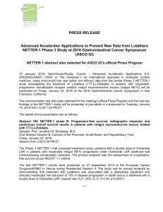 NETTER-1 abstract also selected for ASCO GI`s official Press Program