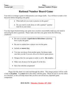 Design an Integer Board Game or Card Game