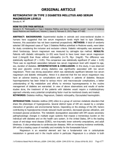 retinopathy in type 2 diabetes mellitus and serum magnesium levels