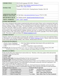 Chinese 1 Syllabus 2015-2016