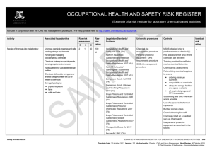 Example of an OHS risk register for chemical laboratories