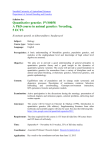Quantitative genetics PVS0058 A PhD course in animal