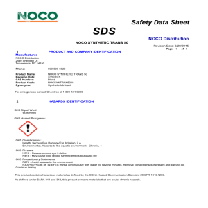Safety Data Sheet SDS NOCO Distribution