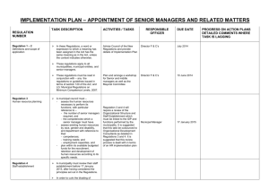 appointment of senior managers and related matters