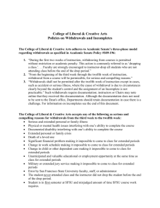 College Withdrawal Policy - College of Liberal & Creative Arts