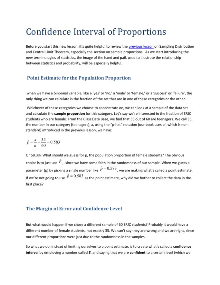 Confidence Interval Of Proportions