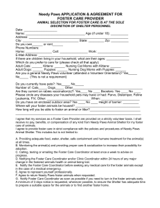 Fostering Agreement Form - Needy Paws Animal Shelter