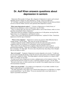 Dr. Asif Khan answers questions about depression in seniors