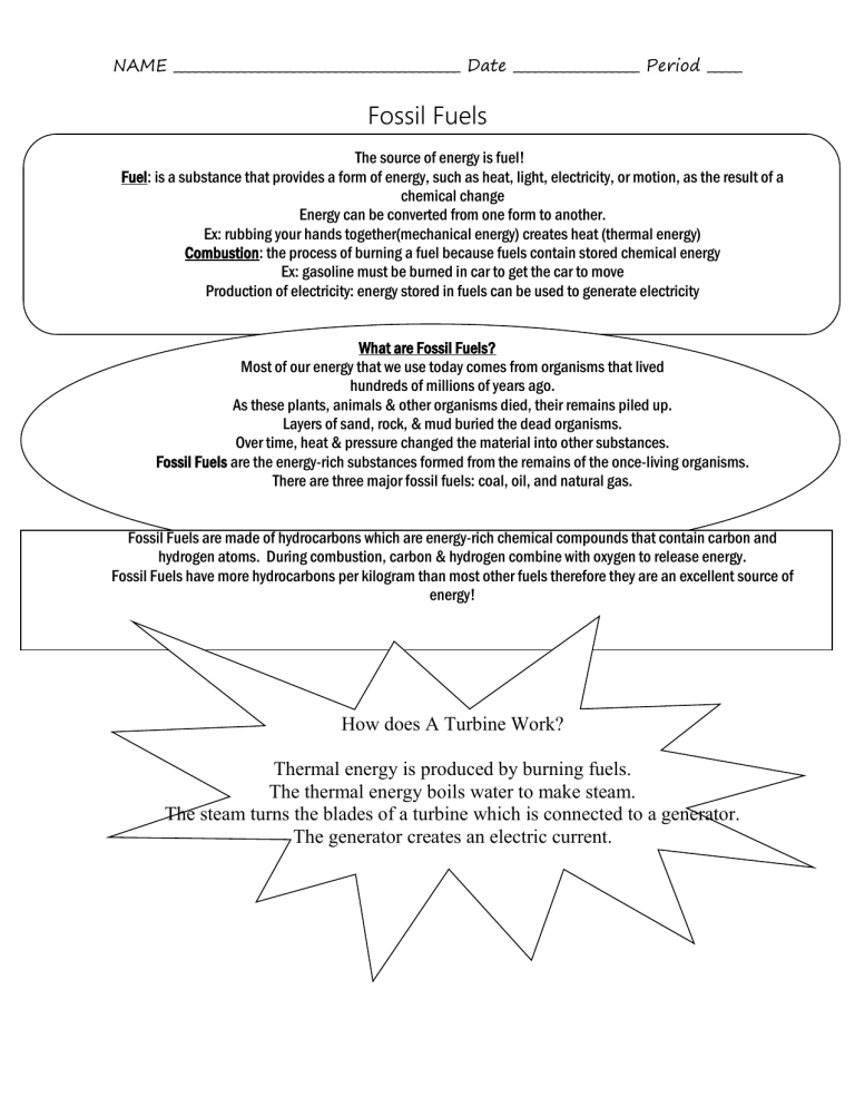 Fossil Fuels Notes Completed