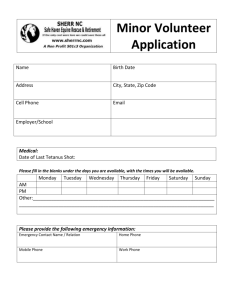 Minor Volunteer Application